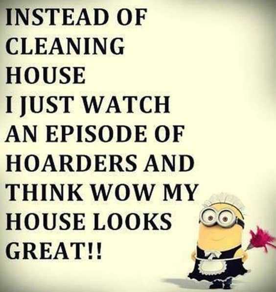 25 Funny Quotes Of The Day 8 8. “Instead of cleaning house I just watch an episode of hoarders and think wow my house looks great!!”