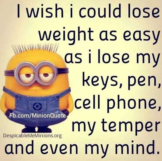“I wish I could lose weight as easy as I lose my keys, pen, cell phone, my temper and even my mind.”
