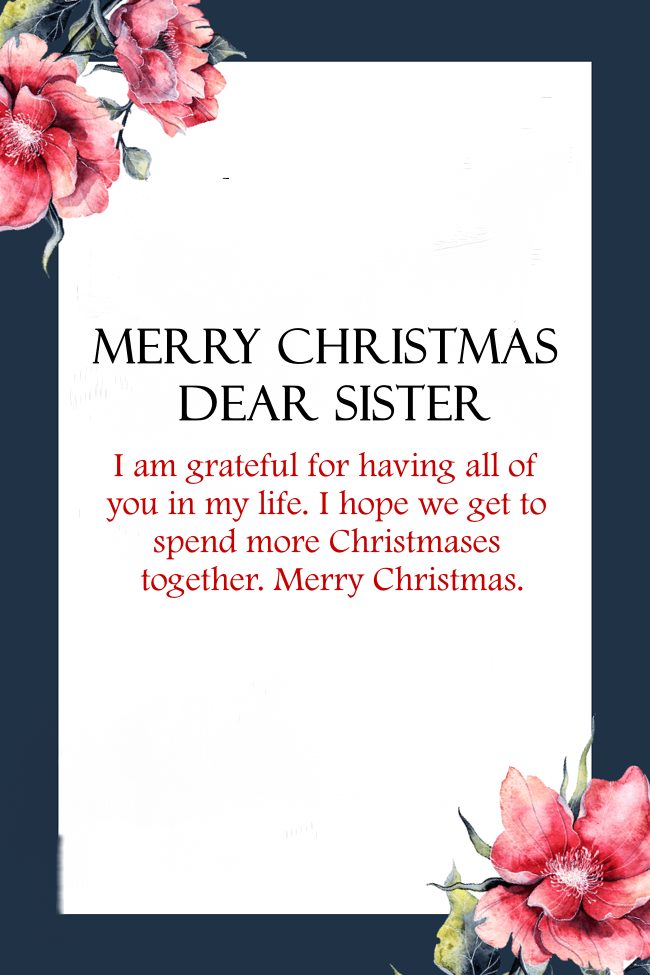 short christmas wishes for sister